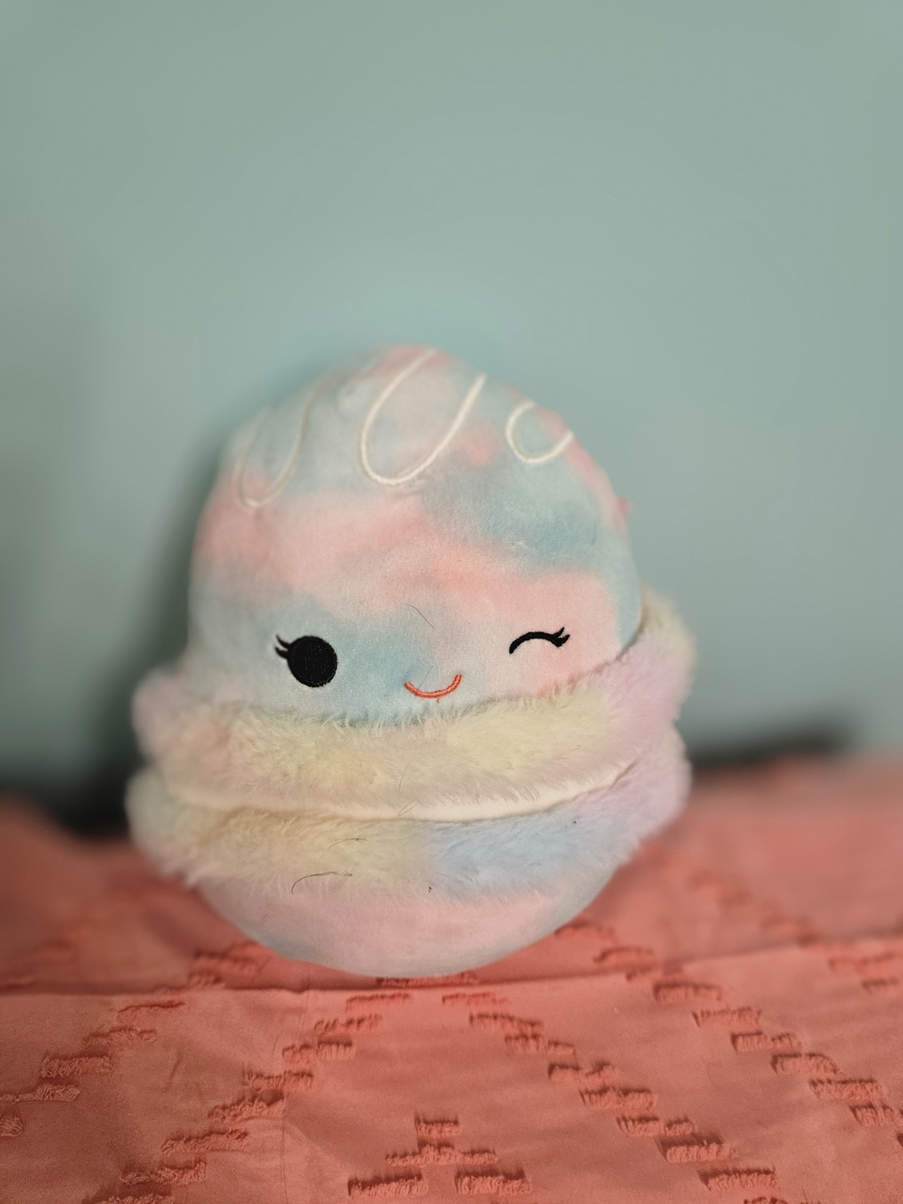 Squishmallows Pastel Rainbow Winking Planet Plush - Pink Blue Cream